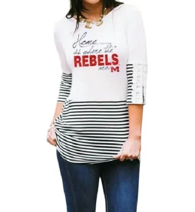 Gameday Couture Ole Miss Button-lace Top In White In Multi