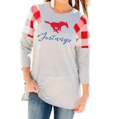 Gameday Couture Smu Get In Check Tunic In Grey/red In Multi