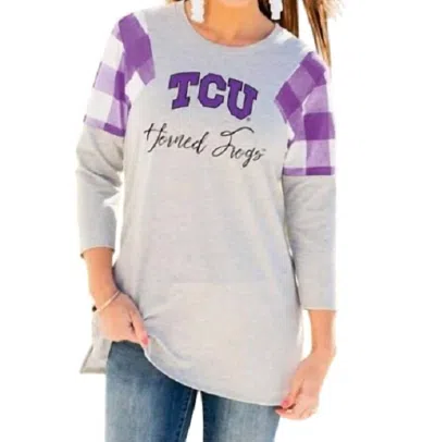 Gameday Couture Tcu Get In Check Tunic In Grey/purple In Multi