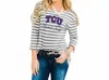 Gameday Couture Tcu Stay A While Top In White/grey In Multi