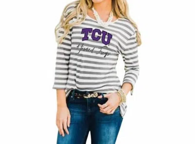 Gameday Couture Tcu Stay A While Top In White/grey In Multi