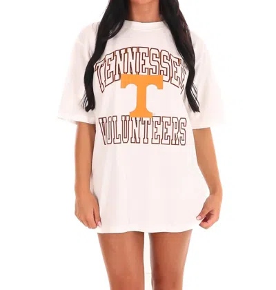 Gameday Couture Tennessee Volunteers Up Your Game Oversized Crewneck Tee In Ivory In White