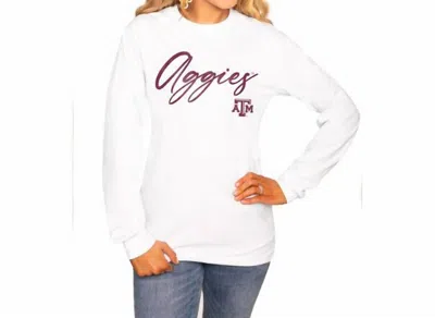 Gameday Couture Texas A & M University Long Sleeve Crew Tee In White