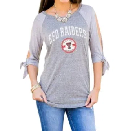 GAMEDAY COUTURE TEXAS TECH UNIVERSITY TOP IN GREY