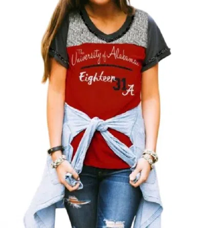 Gameday Couture University Of Alabama Football Tee In Red/grey In Multi