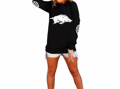 Gameday Couture University Of Arkansas Elbow Patch Tee In Black