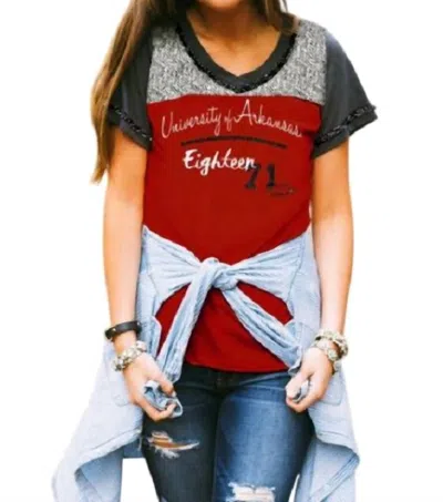 Gameday Couture University Of Arkansas Football Tee In Red/grey In Multi