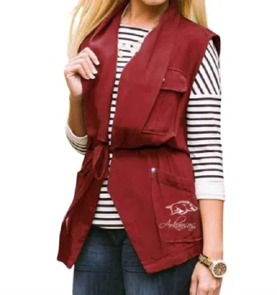 Gameday Couture University Of Arkansas Logo Drawstring Vest In Red In Multi