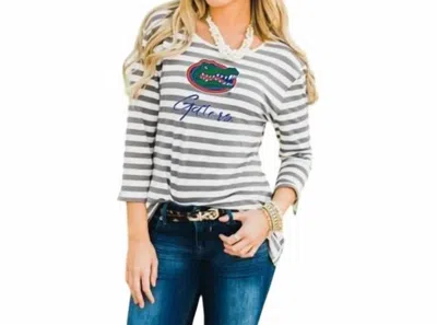 Gameday Couture University Of Florida Stay A While Top In White/grey In Multi