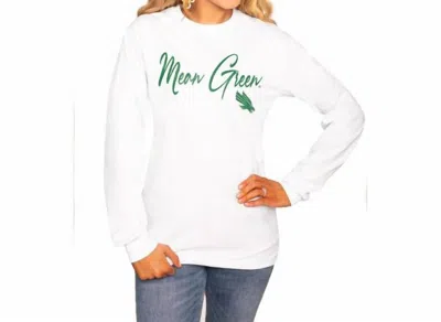 Gameday Couture University Of North Texas Long Sleeve Crew Tee In White