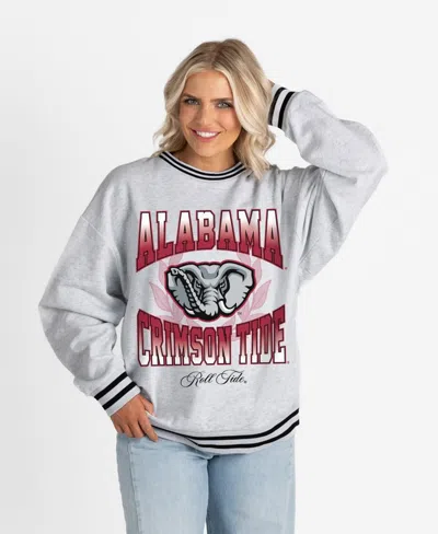 Gameday Couture Women's Alabama Crimson Tide Fade Route Oversized Striped Sweatshirt In Gray
