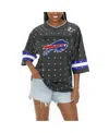Gameday Couture Women's Anthracite Buffalo Bills Kickoff Time Allover Rhinestone Sports Stripe Jersey V-neck T-shirt In Anthracite,royal