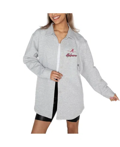 Gameday Couture Women's Ash Alabama Crimson Tide Foundation Full-button Long Sleeve Overshirt In Gray