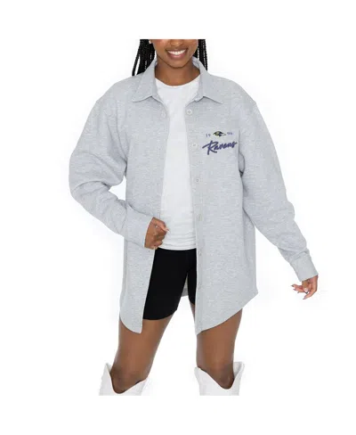 Gameday Couture Women's Ash Baltimore Ravens Full-button Long Sleeve Overshirt