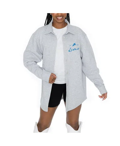 Gameday Couture Women's Ash Detroit Lions Full-button Long Sleeve Overshirt