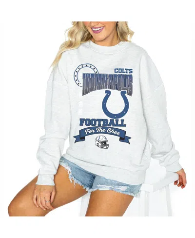 Gameday Couture Women's Ash Indianapolis Colts Oversized Run The Show Pullover Sweatshirt In White