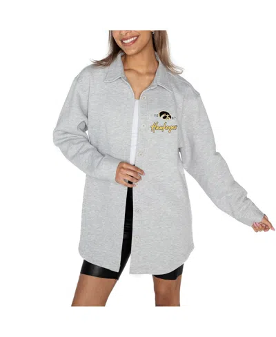 Gameday Couture Women's Ash Iowa Hawkeyes Foundation Full-button Long Sleeve Overshirt In Gray