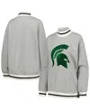 Gameday Couture Women's Ash Michigan State Spartans In It To Win It Sporty Mock Neck Pullover Sweatshirt In Ash,black