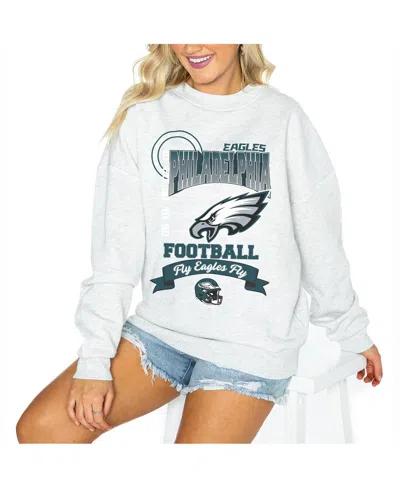 Gameday Couture Women's Ash Philadelphia Eagles Oversized Run The Show Pullover Sweatshirt In Gray