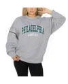 Gameday Couture Women's Ash Philadelphia Eagles Rhinestone Drop Shoulder Oversized Fleece Pullover Sweatshirt In Gray