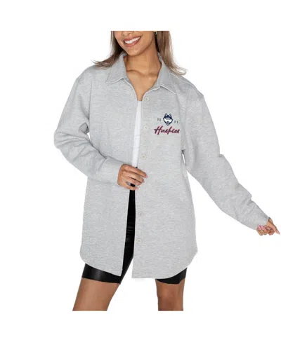 Gameday Couture Women's Ash Uconn Huskies Foundation Full-button Long Sleeve Overshirt