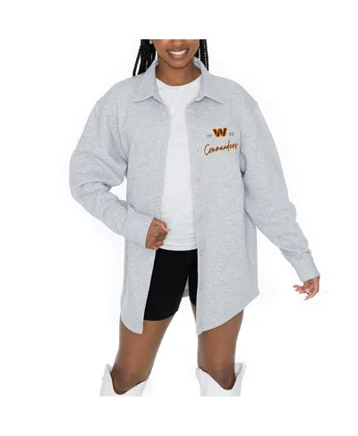 Gameday Couture Women's Ash Washington Commanders Full-button Long Sleeve Overshirt