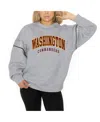 Gameday Couture Women's Ash Washington Commanders Rhinestone Drop Shoulder Oversized Fleece Pullover Sweatshirt In Gray