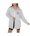 Gameday Couture Women's Ash Wisconsin Badgers Foundation Full-button Long Sleeve Overshirt In Gray
