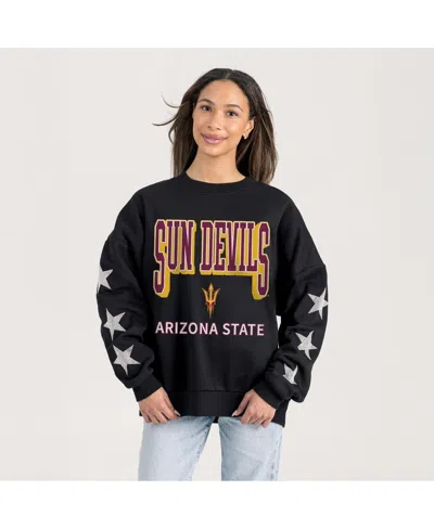 Gameday Couture Women's Black Arizona State Sun Devils Pure Victory Relaxed Rhinestone Pullover Sweatshirt