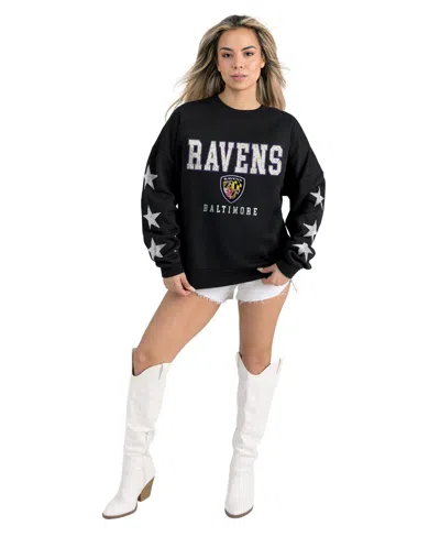 Gameday Couture Women's Black Baltimore Ravens Velocity Relaxed Rhinestone Pullover Sweatshirt