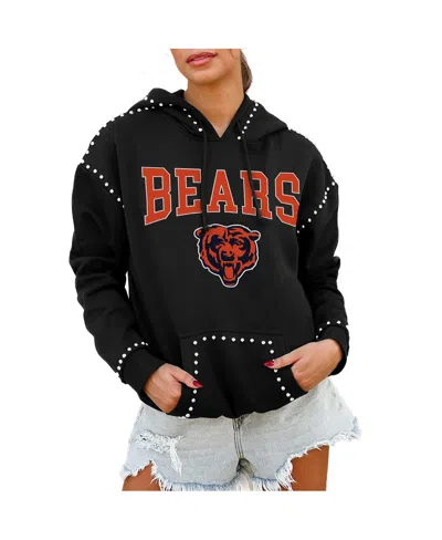 Gameday Couture Women's Black Chicago Bears Catch The Vibe Studded Pullover Hoodie