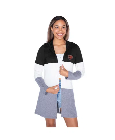 Gameday Couture Women's Black Chicago Bears Tri-blend Color Block Lightweight Cardigan In Multi