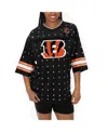 Gameday Couture Women's Black Cincinnati Bengals Kickoff Time Allover Rhinestone Sports Stripe Jersey V-neck T-shirt In Black