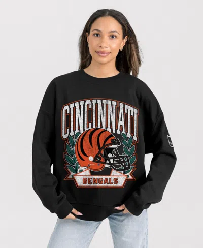 Gameday Couture Women's Black Cincinnati Bengals Oversized Victory Lane Black Label Premium Fleece Sweatshirt