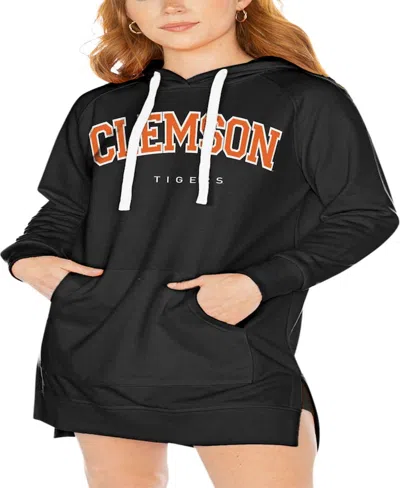 Gameday Couture Women's Black Clemson Tigers Take A Knee Raglan Hooded Sweatshirt Dress