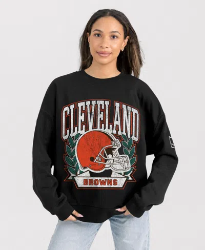 Gameday Couture Women's Black Cleveland Browns Oversized Victory Lane Black Label Premium Fleece Sweatshirt