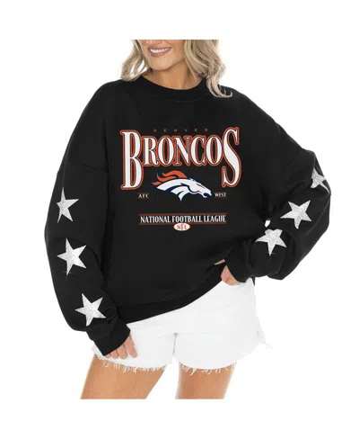 Gameday Couture Women's Black Denver Broncos Rhinestone Star Sleeve Settle The Score Tri-blend Pullover