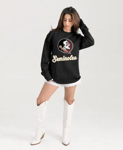 Gameday Couture Women's Black Florida State Seminoles Oversized Honor Roll Long-sleeve T-shirt