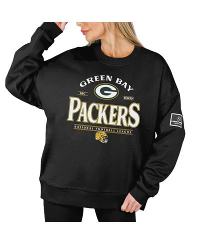 Gameday Couture Women's Black Green Bay Packers Oversized Players Only Black Label Pullover Sweatshirt