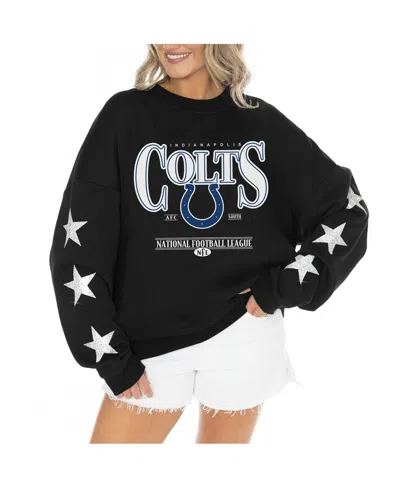 Gameday Couture Women's Black Indianapolis Colts Rhinestone Star Sleeve Settle The Score Tri-blend Pullover