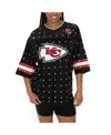 Gameday Couture Women's Black Kansas City Chiefs Kickoff Time Allover Rhinestone Sports Stripe Jersey V-neck T-shirt In Black