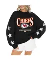 Gameday Couture Women's Black Kansas City Chiefs Rhinestone Star Sleeve Settle The Score Tri-blend Pullover In Black