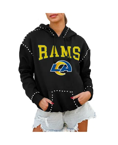Gameday Couture Women's Black Los Angeles Rams Catch The Vibe Studded Pullover Hoodie