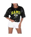 Gameday Couture Women's Black Los Angeles Rams Rise Up Sequin Cropped T-shirt In Black