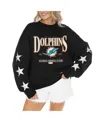 Gameday Couture Women's Black Miami Dolphins Rhinestone Star Sleeve Settle The Score Tri-blend Pullover In Black