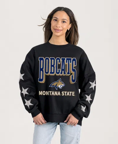 Gameday Couture Women's Black Montana State Bobcats Pure Victory Relaxed Rhinestone Pullover Sweatshirt