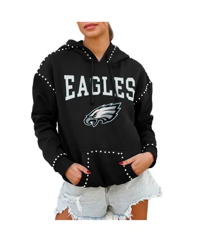 Gameday Couture Women's Black Philadelphia Eagles Catch The Vibe Studded Pullover Hoodie