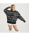 Gameday Couture Women's Black Philadelphia Eagles Oversized Hype Era Rhinestone Text Sweatshirt In Black