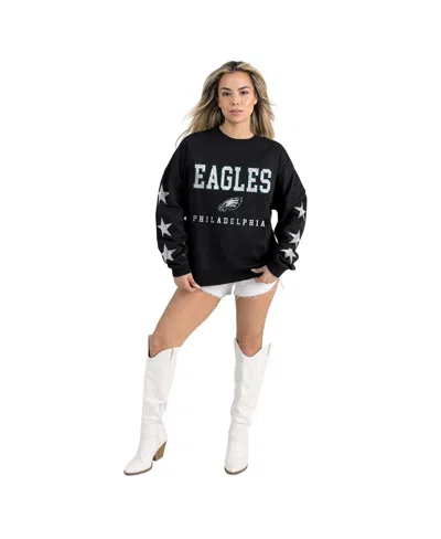 Gameday Couture Women's Black Philadelphia Eagles Velocity Relaxed Rhinestone Pullover Sweatshirt