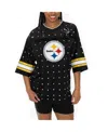 Gameday Couture Women's Black Pittsburgh Steelers Kickoff Time Allover Rhinestone Sports Stripe Jersey V-neck T-shir In Black